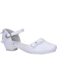 Casu - białe buty komunijne z kokardką i cyrkoniami casu c6929. Okazja: na komunię. Kolor: biały #1