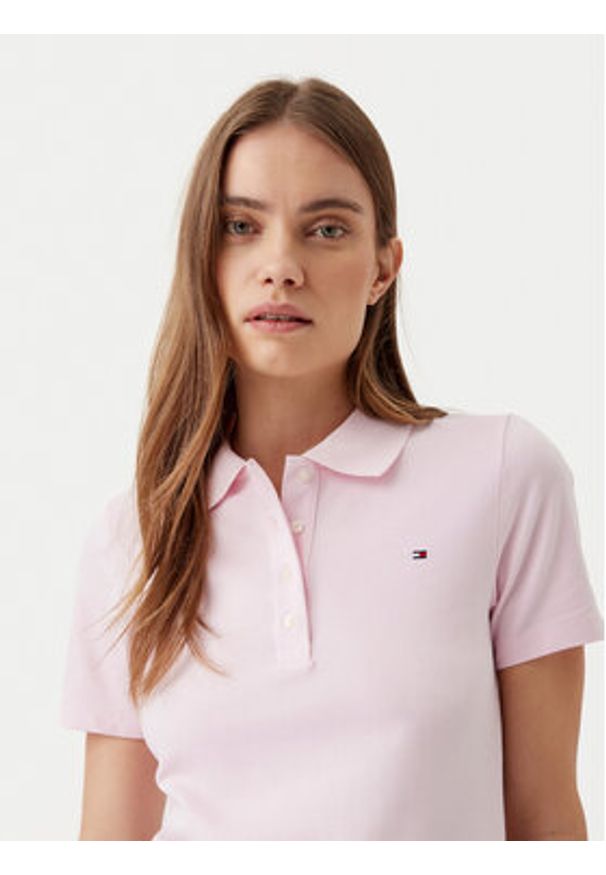 TOMMY HILFIGER - Tommy Hilfiger Polo 1985 WW0WW43225 Różowy Slim Fit. Typ kołnierza: polo. Kolor: różowy. Materiał: bawełna
