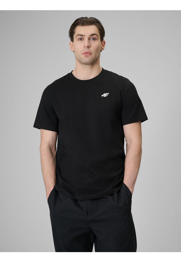 4f - 4F T-shirt regular gładki męski (3-pack) - biały+szary+czarny S. Okazja: na co dzień. Kolor: wielokolorowy. Materiał: bawełna, jeans, materiał. Wzór: gładki. Styl: casual, klasyczny