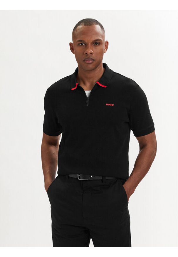 Hugo - HUGO Polo Dalomino 50511721 Czarny Regular Fit. Typ kołnierza: polo. Kolor: czarny. Materiał: bawełna