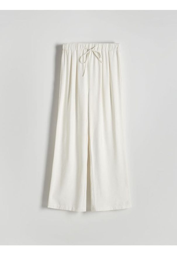 Reserved - Spodnie z wiskozy - złamana biel. Materiał: wiskoza