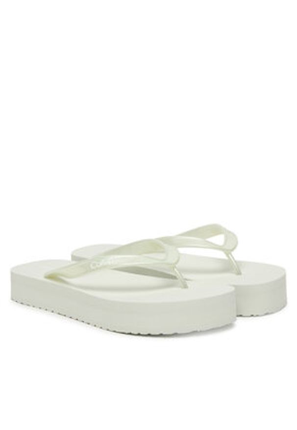 Calvin Klein Japonki Flatform Flip Flop Met Tpu HW0HW03120 Biały. Kolor: biały. Materiał: syntetyk