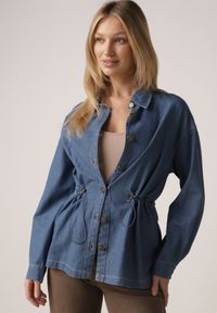 Born2be - Niebieska Bawełniana Koszula ze Ściagaczami w Pasie Lennada. Okazja: na spotkanie biznesowe, do pracy. Kolor: niebieski. Materiał: bawełna. Styl: biznesowy #3