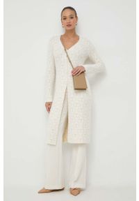 Patrizia Pepe torebka skórzana kolor beżowy. Kolor: beżowy. Materiał: skórzane. Rodzaj torebki: na ramię #1