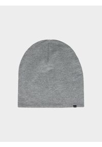 4f - Czapka beanie uniseks - szara. Kolor: szary. Materiał: wiskoza, dzianina, materiał, bawełna. Wzór: nadruk. Sezon: wiosna, zima. Styl: sportowy, klasyczny