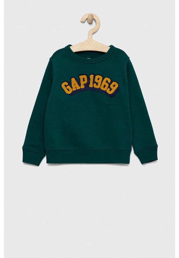 GAP bluza dziecięca kolor zielony wzorzysta. Okazja: na co dzień. Kolor: zielony. Materiał: poliester, dzianina. Styl: casual