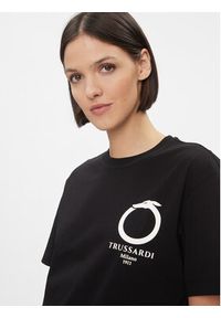 Trussardi Jeans - Trussardi T-Shirt 56T00596 Czarny Regular Fit. Kolor: czarny. Materiał: bawełna