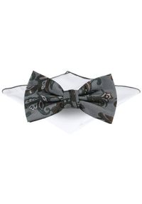Mucha Męska z Poszetką - Chattier - Szara w Kwiaty. Kolor: szary. Wzór: kwiaty. Styl: elegancki, sportowy #1