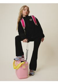 4f - 4F Legginsy dzianinowe z rozszerzanymi nogawkami dziewczęce - czarne 146/152 (10-12 lat). Okazja: na co dzień. Stan: obniżony. Kolor: czarny. Materiał: dzianina. Sezon: lato. Styl: casual #1