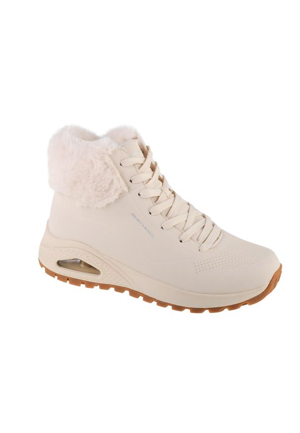 skechers - Buty Skechers Uno Rugged Fall Air, Kobiety. Wysokość cholewki: za kostkę. Zapięcie: sznurówki. Kolor: beżowy. Materiał: syntetyk, materiał. Szerokość cholewki: normalna. Model: Skechers Sport. Sport: turystyka piesza