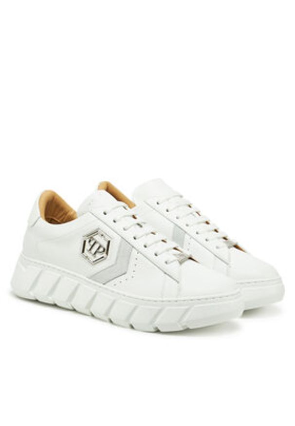 Philipp Plein - PHILIPP PLEIN Sneakersy SAES USC0698 PLE075 Biały. Kolor: biały. Materiał: skóra