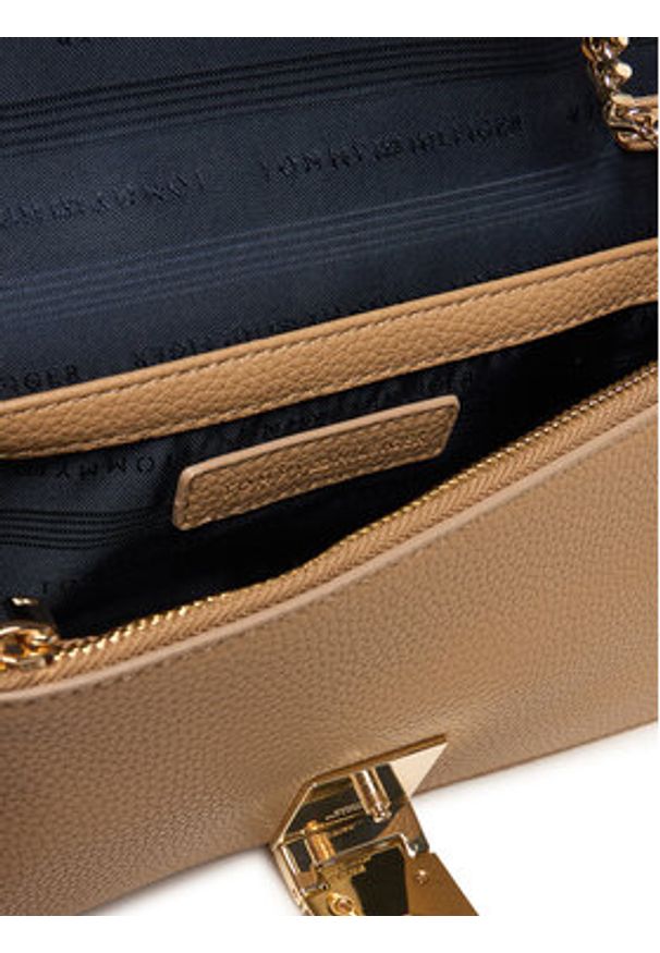 TOMMY HILFIGER - Tommy Hilfiger Torebka Th Her Flap W/Chain AW0AW17403 Beżowy. Kolor: beżowy. Materiał: skórzane