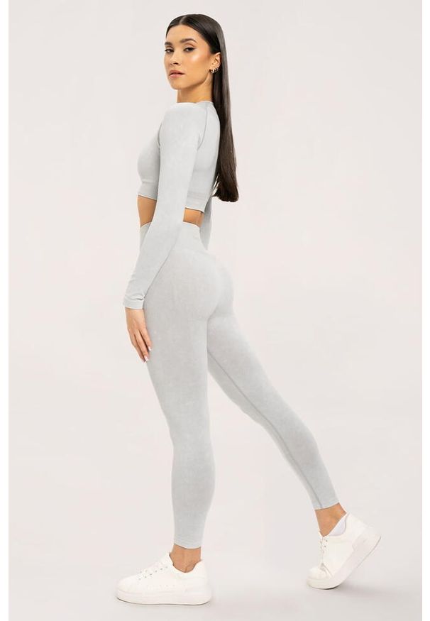 GYM GLAMOUR - Legginsy fitness damskie Gym Glamour sprane. Kolor: biały. Sport: fitness