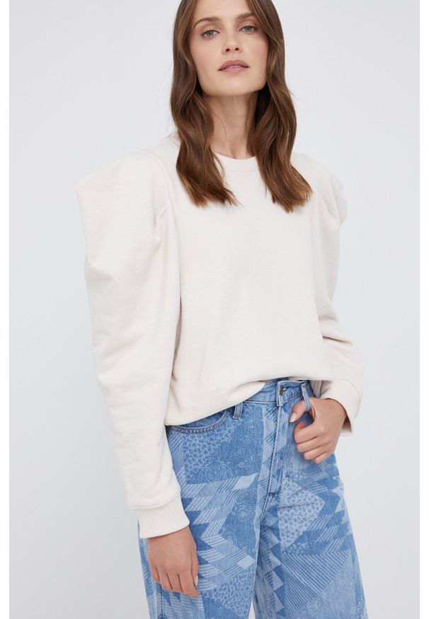 Levi's® - Levi's Bluza bawełniana damska kolor beżowy gładka. Okazja: na spotkanie biznesowe, na co dzień. Kolor: beżowy. Materiał: bawełna. Długość rękawa: długi rękaw. Długość: długie. Wzór: gładki. Styl: casual, biznesowy