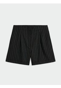 Sinsay - Szorty w paski - czarny. Kolor: czarny. Materiał: włókno, wiskoza, skóra, materiał. Wzór: paski #1