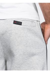 Ombre Clothing - Spodnie męskie dresowe joggery z kontrastowymi elementami - szary melanż V5 OM-PASK-22FW-001 - XXL. Kolor: szary. Materiał: dresówka. Wzór: melanż #5