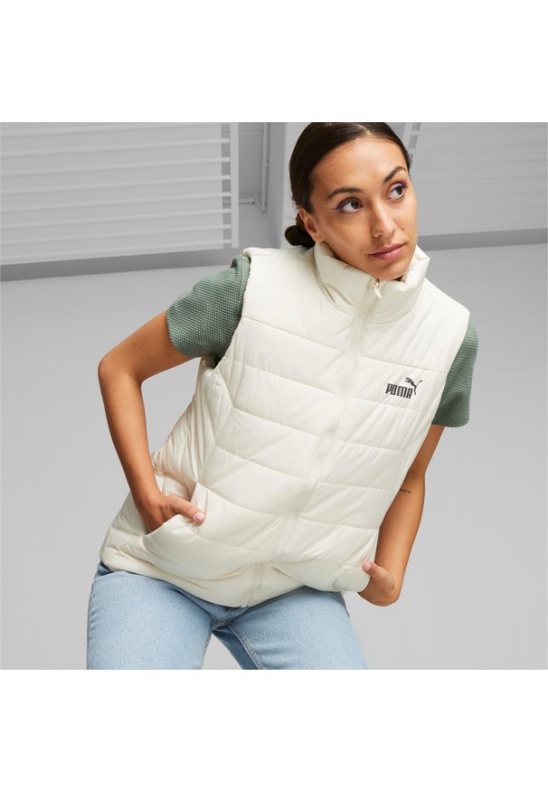 Kamizelka damskie Puma ESS Padded Vest. Kolor: beżowy. Materiał: poliester, materiał. Długość rękawa: bez rękawów