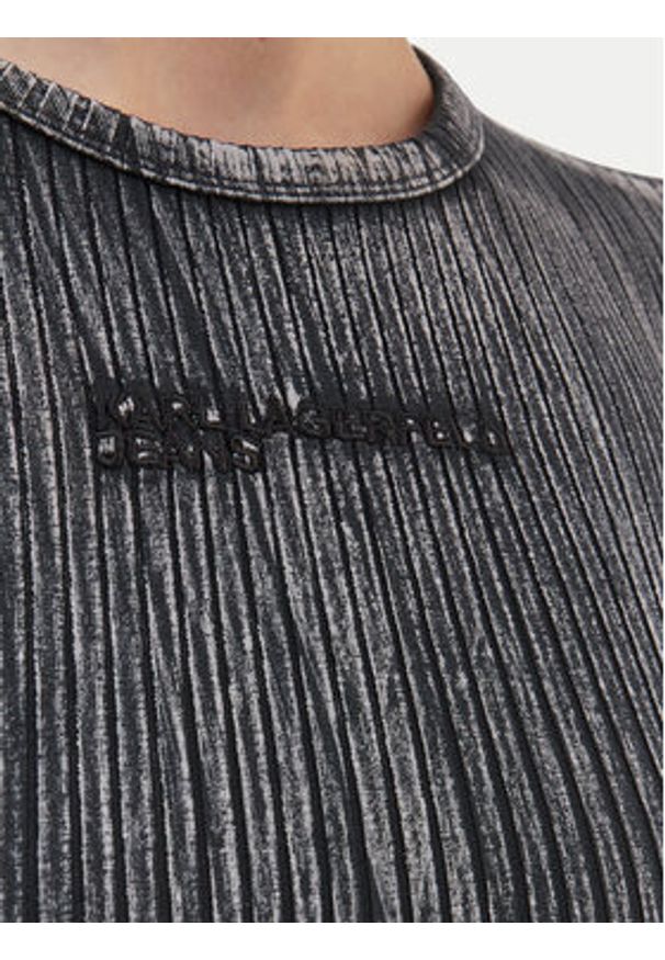 Karl Lagerfeld Jeans Sukienka codzienna B1W13055 Szary Slim Fit. Okazja: na co dzień. Kolor: szary. Materiał: bawełna. Typ sukienki: proste. Styl: casual