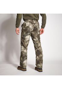 SOLOGNAC - Spodnie myśliwskie Solognac 500 Warm wodoodporne camo treemetic. Kolor: zielony, wielokolorowy, brązowy. Materiał: polar, materiał, tkanina