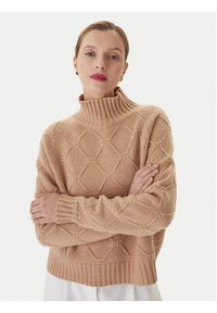 Elisabetta Franchi Sweter MK-55T-57E2 Brązowy Regular Fit. Kolor: brązowy. Materiał: wełna #3
