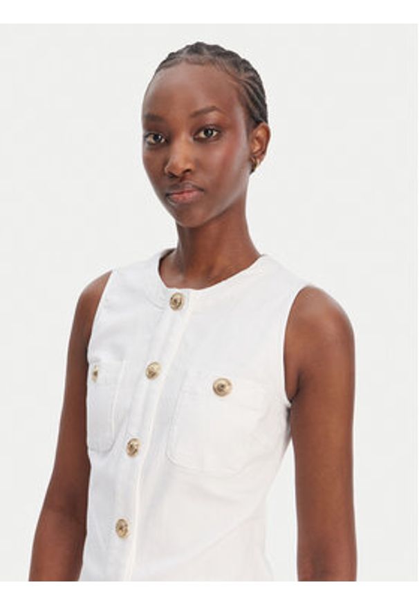 Liu Jo Sukienka jeansowa UA6334 D0275 Biały Regular Fit. Kolor: biały. Materiał: bawełna