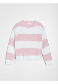 Sinsay - Sweter w paski - różowy. Kolor: różowy. Wzór: paski #1
