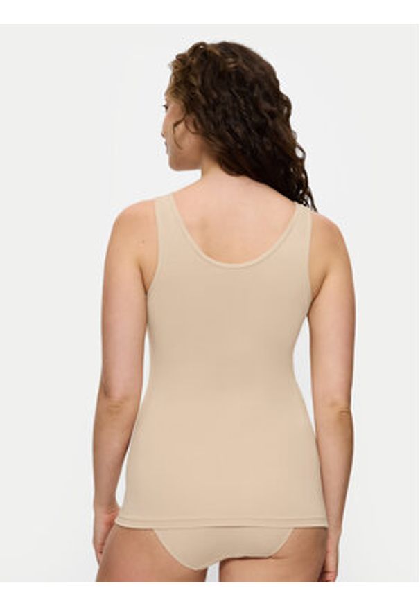 Triumph Top Sense Of Modal 10224796 Beżowy Slim Fit. Kolor: beżowy. Materiał: syntetyk