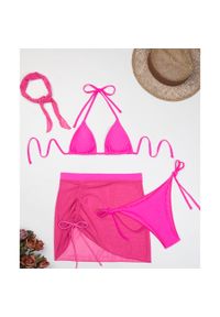Intica - Bikini z pareo na plażę i basen regulowane lekkie Ileen. Kolor: różowy. Materiał: tkanina