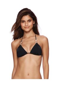 BEACH BUNNY - Top od bikini Nadia. Kolor: czarny. Materiał: materiał. Wzór: aplikacja