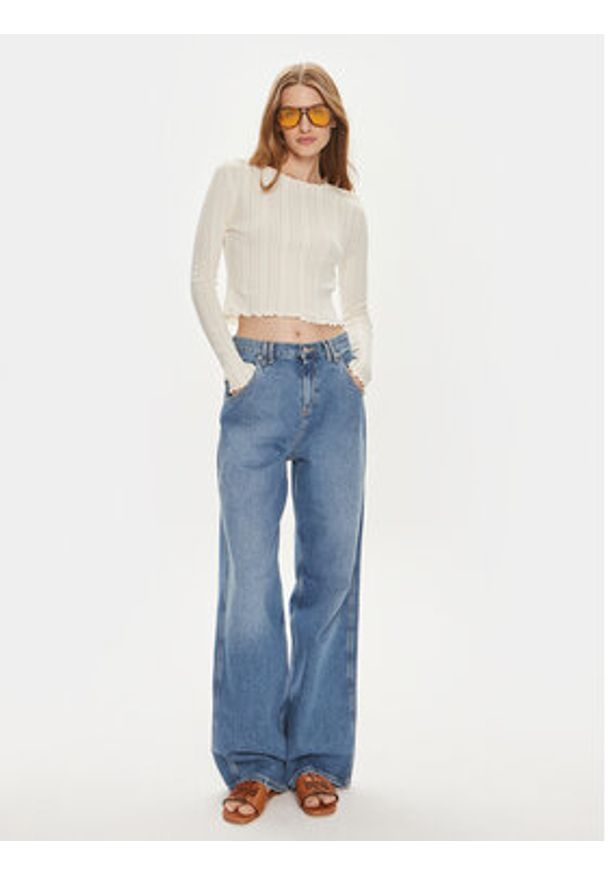 Noisy may - Noisy May Bluzka Judy 27022037 Écru Slim Fit. Materiał: bawełna