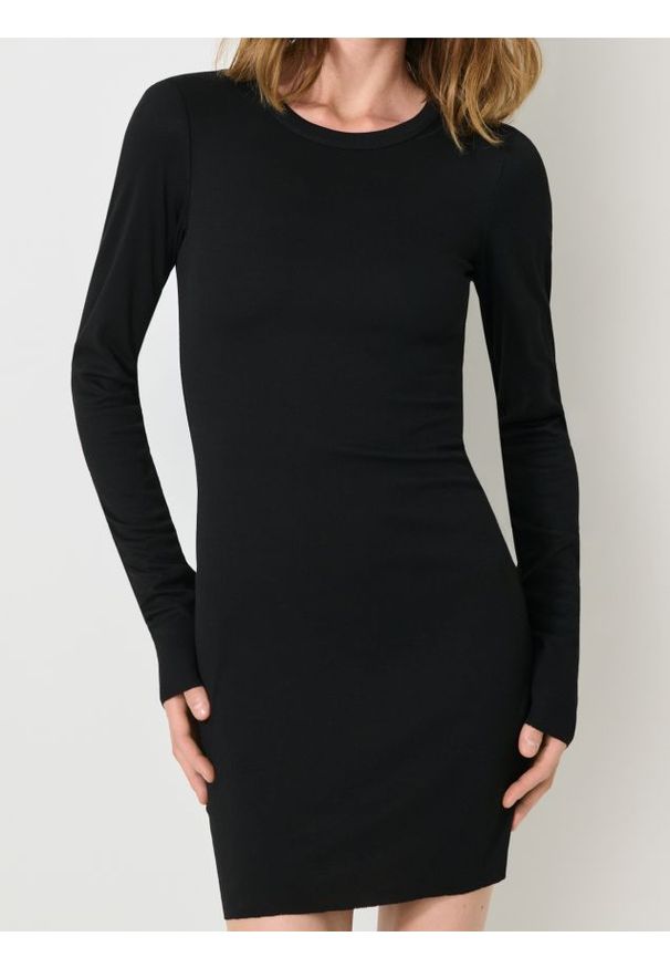 Sinsay - Sukienka mini z okrągłym dekoltem - czarny. Kolor: czarny. Długość: mini