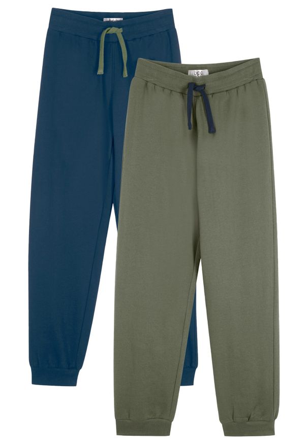 bonprix - Spodnie chłopięce dresowe (2 pary). Kolor: niebieski. Materiał: dresówka