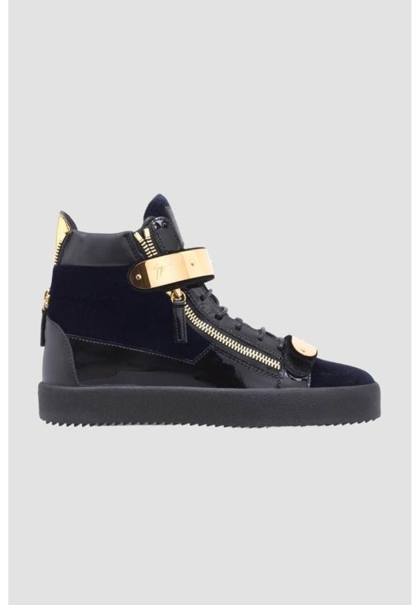 Giuseppe Zanotti - GIUSEPPE ZANOTTI Granatowe wysokie sneakersy, Rozmiar 42,5. Kolor: niebieski