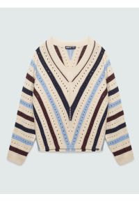 Big-Star - sweter damski o lekko ażurowym splocie wielokolorowy vikalia 000. Kolor: wielokolorowy. Materiał: bawełna, wiskoza. Wzór: ażurowy, ze splotem #2
