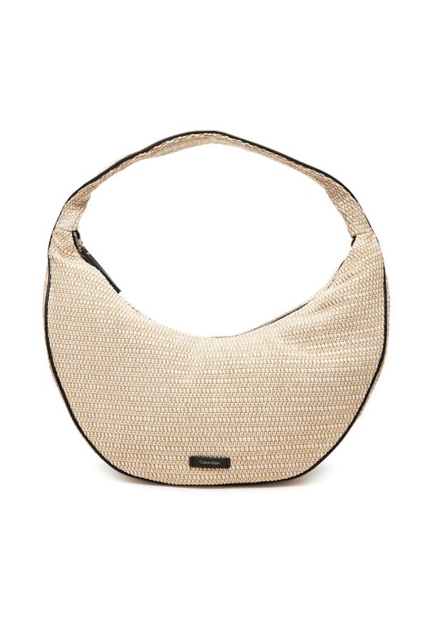 Calvin Klein Torebka Pinched Raffia Large Shoulder Ba LV04F3060G Beżowy. Kolor: beżowy