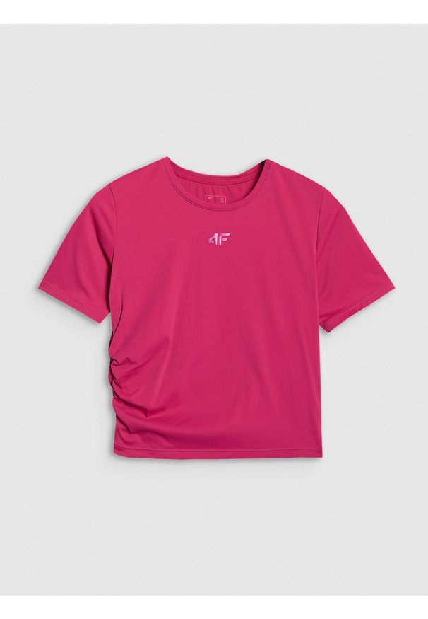 4f - 4F Crop-top do jogi i pilatesu szybkoschnący damski - niebieski XS. Kolor: różowy. Sport: joga i pilates