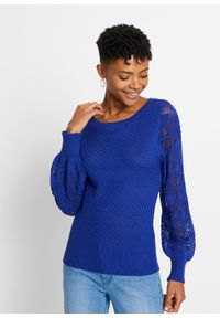 bonprix - Sweter z letniej dzianiny. Kolor: niebieski. Materiał: dzianina. Sezon: lato
