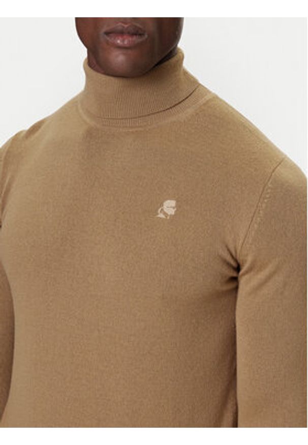 Karl Lagerfeld - KARL LAGERFELD Golf 655058 554399 Beżowy Regular Fit. Typ kołnierza: golf. Kolor: beżowy. Materiał: wełna
