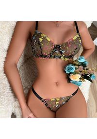 Intica - Komplet bielizny z fiszbinami i haftem Cherida. Kolor: wielokolorowy. Materiał: materiał. Wzór: haft #3