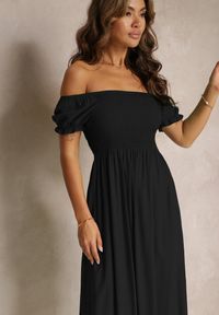 Renee - Czarna Rozkloszowana Sukienka Hiszpanka z Wiskozy Bellamao. Typ kołnierza: dekolt hiszpanka. Kolor: czarny. Materiał: wiskoza. Sezon: lato. Typ sukienki: dopasowane #5