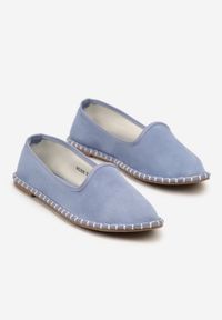 Born2be - Jasnoniebieskie Espadryle z Imitacji Zamszu Zdobione Przeszyciami Folarienne. Okazja: na co dzień, na spacer. Kolor: niebieski. Materiał: zamsz. Wzór: aplikacja. Sezon: lato. Styl: elegancki, casual