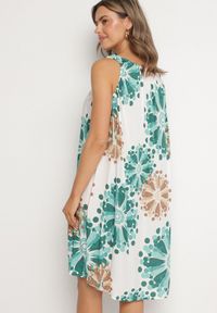Born2be - Zielona Bawełniana Sukienka Rozkloszowana w Kwiaty Annalorae. Kolor: zielony. Materiał: bawełna. Wzór: kwiaty. Sezon: lato. Styl: elegancki #6