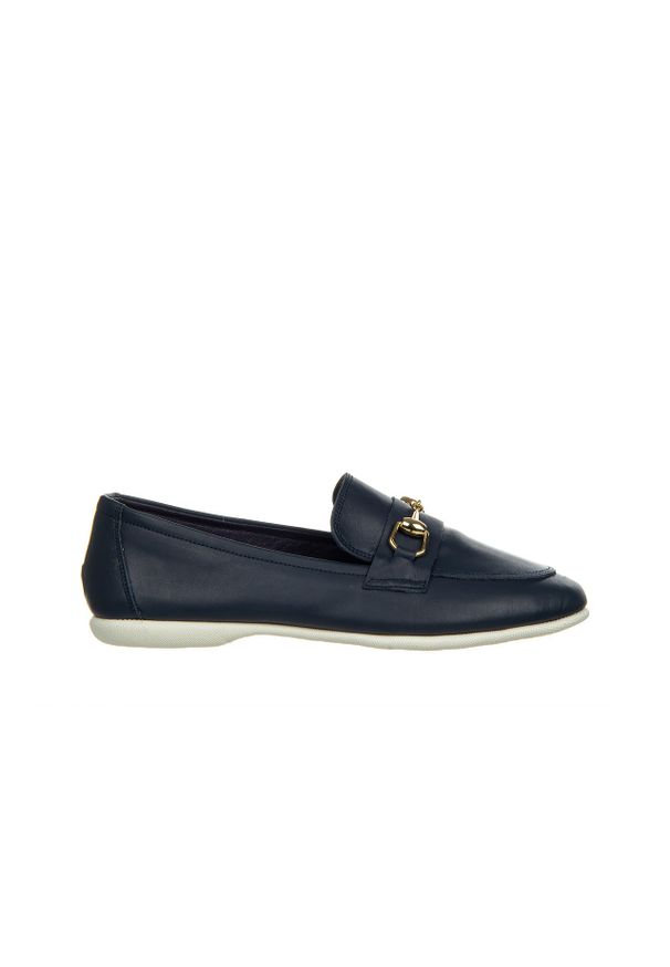 Mokasyny Bayla-161 158 2320 Navy 61477, Granatowy, Skóra naturalna - 39. Kolor: niebieski. Materiał: skóra. Sezon: lato. Obcas: na obcasie. Wysokość obcasa: średni
