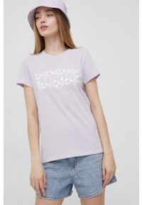 Levi's® - Levi's t-shirt bawełniany kolor fioletowy. Okazja: na spotkanie biznesowe. Kolor: fioletowy. Materiał: bawełna. Wzór: nadruk. Styl: biznesowy
