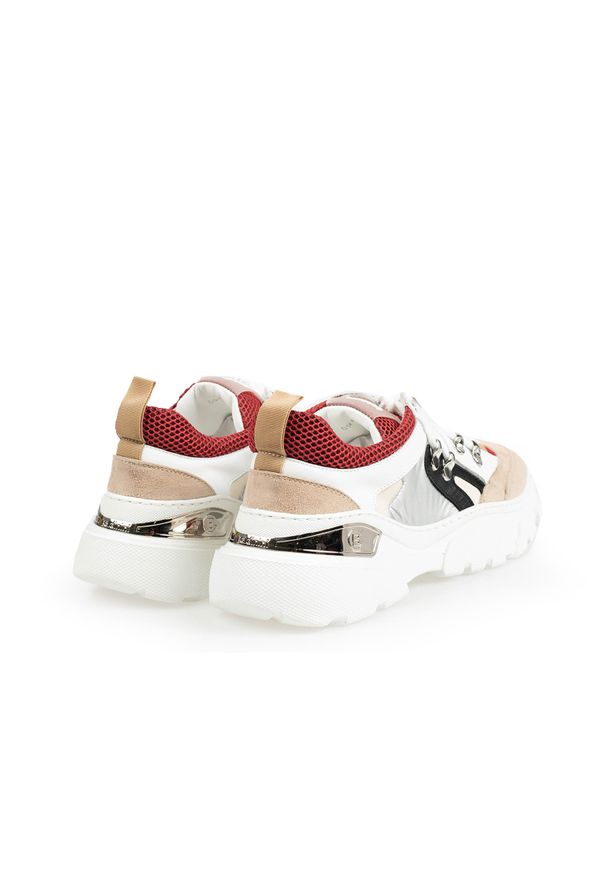 Baldinini Sneakersy | 098054XVERS | Kobieta | Biały, Czerwony. Kolor: czerwony, biały, wielokolorowy. Materiał: materiał, skóra