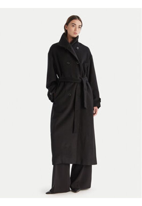 BARDOT - Bardot Płaszcz wełniany Enzo 60087JB Czarny Oversize. Kolor: czarny. Materiał: syntetyk