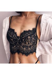 Intica - Biustonosz usztywniany z koronką elegancki komfortowy Germa. Kolor: czarny. Materiał: koronka. Wzór: koronka #1