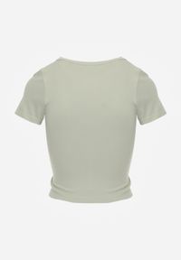 Renee - Zielony Krótki T-shirt Basic z Okrągłym Dekoltem Gresalor. Okazja: na co dzień. Kolor: zielony. Materiał: jeans, zamsz. Długość: krótkie. Styl: klasyczny, casual #6