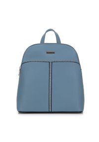 Wittchen - Damski plecak z ekoskóry z nitami trapezowy niebieski. Kolor: niebieski. Materiał: skóra ekologiczna. Wzór: haft, aplikacja. Styl: elegancki