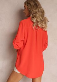 Renee - Pomarańczowa Koszula z Kołnierzem i Długimi Rękawami na Guzik Henvia. Kolekcja: plus size. Kolor: pomarańczowy. Długość rękawa: długi rękaw. Długość: długie #4